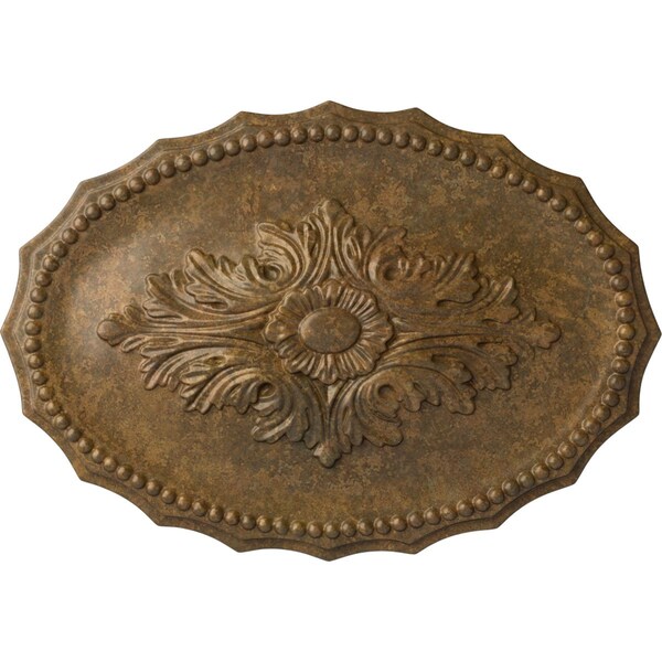 Ekena Millwork Oxford Ceiling Medallion, Hand-Painted Rubbed Bronze, 16 7/8"W x 11 3/4"H x 1 1/2"P CM16OXRZS - main